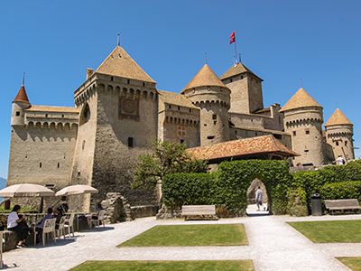 Exterior of Chillon Castle, Switzerland, photo by Ivan Kralj.