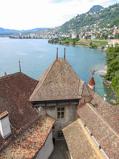 View of Montreux from Chillon Castle's keep, Switzerland, photo by Ivan Kralj.