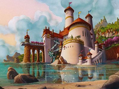 Prince Eric's Castle from Disney's animated musical fantasy "The Little Mermaid", copyright Walt Disney Pictures.