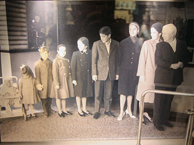 Charlie Chaplin's large family attending a movie projection at Rex Cinema in Vevey, Switzerland.