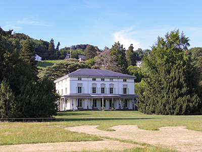 Exterior of Charlie Chaplin's mansion, called Manior de Ban in Corsier-sur-Vevey, Switzerland, photo by Ivan Kralj.