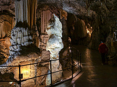 Brilliant, the most famous shining stalagmite in Postojna Cave in Slovenia, photo by Ivan Kralj.