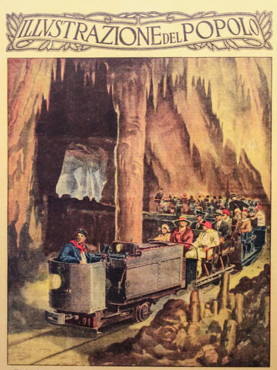 Train in Postojna Cave, illustration in Illustrazione del Popolo