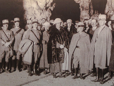 Italian king Vittorio Emanuele III, with escort, visiting Postojna Cave in May 1923, copyright Postojna Cave Park Slovenia.