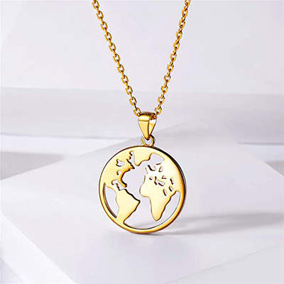 Necklace with a world-map pendant, by ChicSilver.