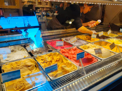 Colourful boxes of gelato in Gelarto Rosa ice cream shop in Budapest, Hungary, one of the best gelaterias in town, photo by Ivan Kralj. 