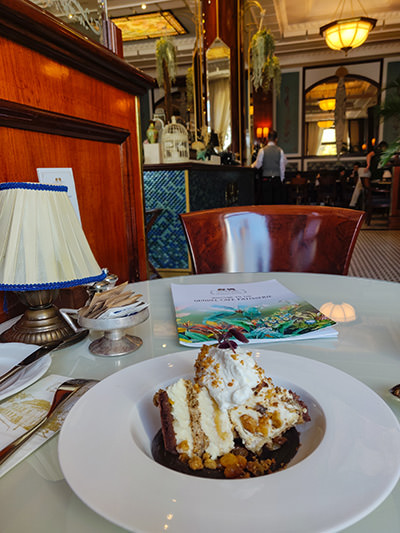 Somloi galuska, one of the best Hungarian desserts in Budapest, served at the table named after Vaclav Havel, in Gundel restaurant that attracted many famous people in its history, photo by Ivan Kralj.