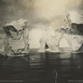Icebergs in Antarctica, shot during the BANZARE expedition 1901-1936.