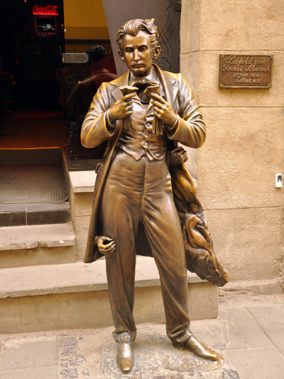 Statue of Leopold Ritter von Sacher Masoch, the father of masochism, in Lviv, Ukraine; photo by Anosmia.