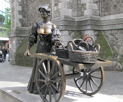 The statue of a fishwife Molly Malone in Dublin, represented with sizeable breasts that tourists tend to rub for good luck; photo by Mark Sardella.