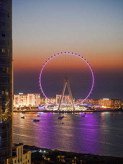 Ain Dubai, the biggest Ferris wheel in the world, shot during the sunset on Bluewaters Island; photo by Alexandr Lipov, Unsplash.