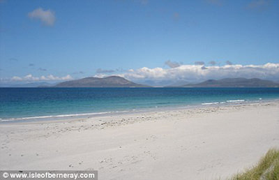White sandy beach on the Isle of Berneray in Scotland, used for tourism marketing campaign in Thailand; photo by John Kirriemuir.