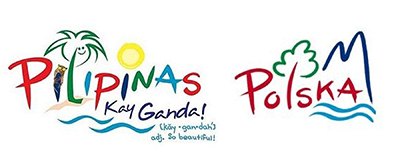 Plagiarism in marketing? Philippines tourism logo standing next to the Poland logo it imitated; the resemblance is uncanny, with similar fonts, stylized waves, and "L" letter shaped like a tree.