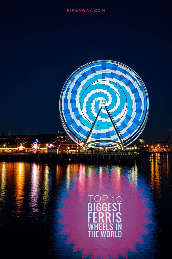 When it was first revealed at Pier 57 on Elliott Bay in 2012, the Seattle Great Wheel was the tallest Ferris wheel on the West Coast of USA. Today, it is five times smaller than the world's largest Ferris wheel - Ain Dubai. In this competitive engineering race, bigger and better observation wheels sprout like mushrooms after rain. What are the 10 biggest Ferris wheels in the world?