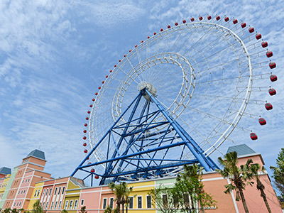 Sky Dream, one of the world's largest Ferris wheels, in the sky above the Lihpao Land theme park in Taiwan.