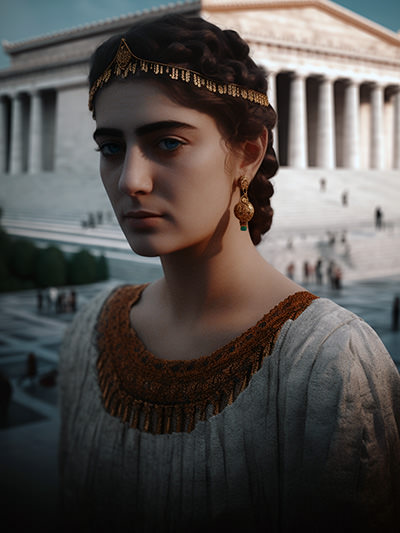 Artemisia II, the wife and sister of the King Mausolus, who built the Mausoleum of Halicarnassus, one of the ancient wonders of the world; AI image by Ivan Kralj/Midjourney.