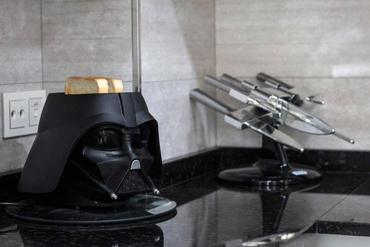 Toaster in the form of Darth Vader's helmet at Star Wars Apartment in Salamanca, Spain.