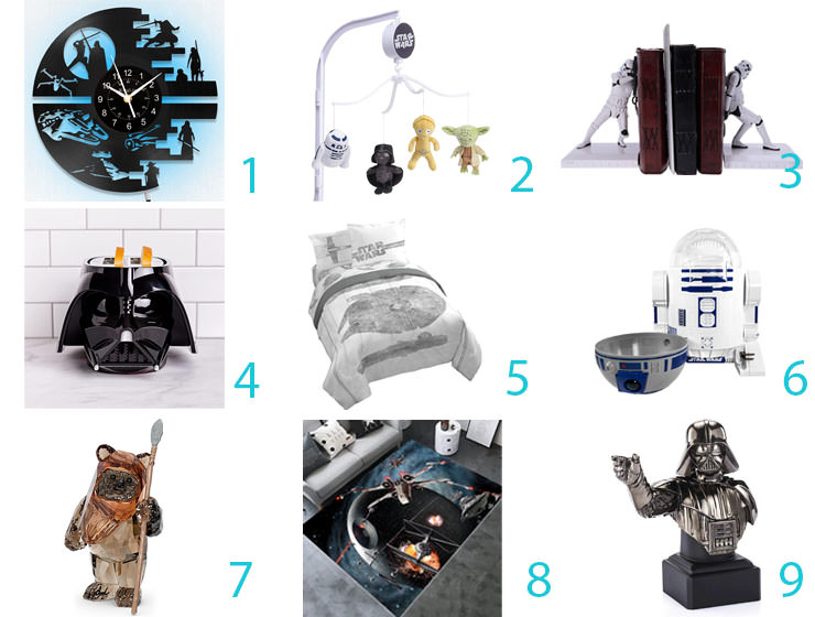Star Wars-themed home decor with pricier products above $30 all the way to $690, available at Amazon. 