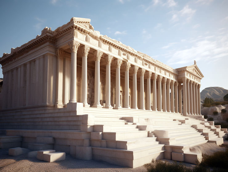 Temple of Artemis at Ephesus, one of the 7 Wonders of the Ancient World, as it might have looked like back then; AI image by Ivan Kralj/Midjourney.