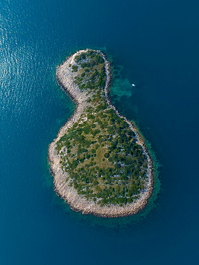 Vela Bisaga, Croatian island that looks like a bowling pin; photo by Boris Kačan.