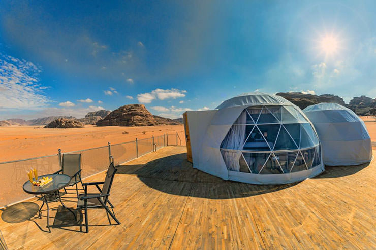 Wadi Rum UFO Luxotel, igloo-shaped glamping in Jordan desert; photo by Booking.com.