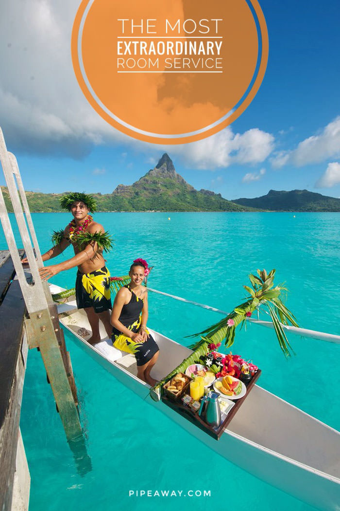 At Intercontinental Bora Bora Resort breakfast is being delivered to your overwater villa via a canoe. All around the world, room service has become an epitome of luxury, with hotels competing in delivering unique and extraordinary experiences to their guests. These are the hotels with the best room service out there!