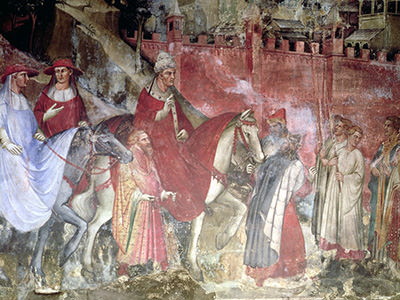 Fresco of Pope Alexander III's return to Rome by Spinello Aretino.