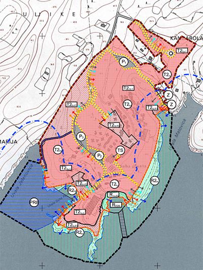 Screenshot of UPU 25 map, from the urban development plan of Suha Punta on Rab Island, Croatia, that enables Valamar company to build four tourist resorts.