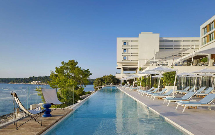 Infinity swimming pool at Grand Hotel Brioni Pula in Istria, one of the best honeymoon accommodations in Croatia; photo by Grand Hotel Brioni Pula.