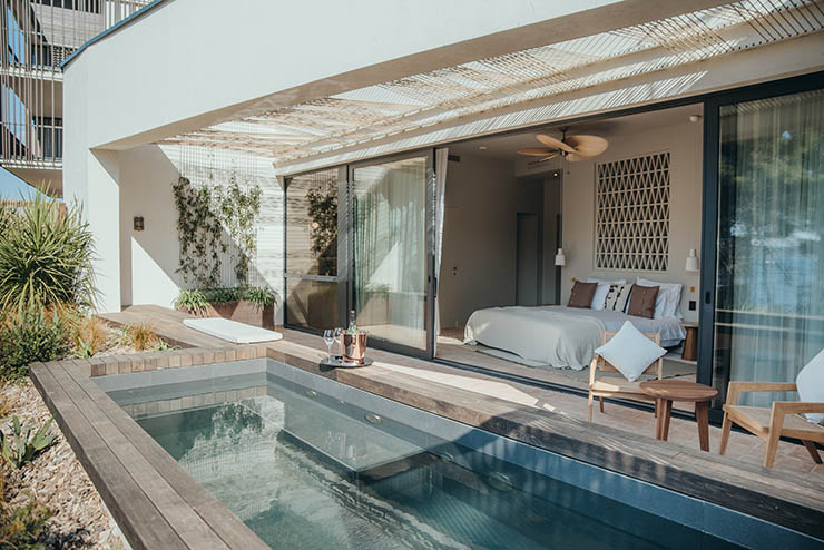 A pool suite at Maslina Resort on Hvar, Croatian island that is a favorite among honeymooners; photo by Kate Sevo, Maslina Resort.