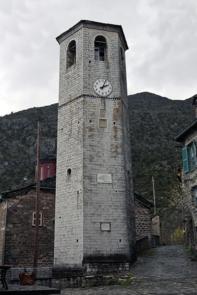 Bell tower in Tsepelovo, one of Zagori villages in Greece, made of stone; photo by Dimitris Kilymis.