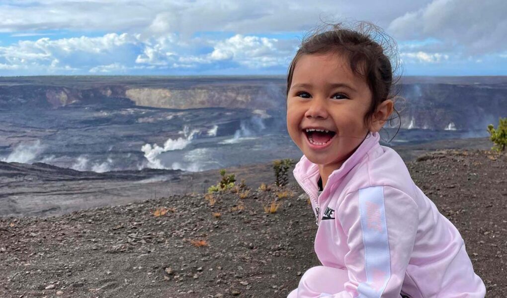 Journey Castillo at Hawaii Volcanoes National Park, one of 63 national parks she visited before the age of 3.