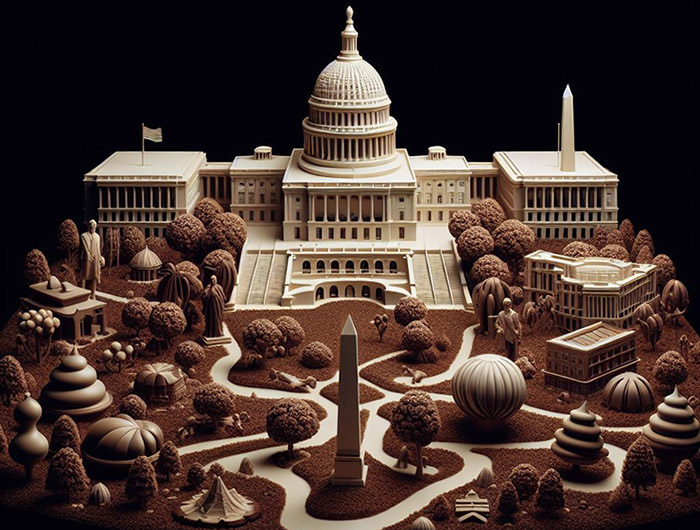 White House as White Chocolate House, a miniature made of chocolate; AI image by Ivan Kralj / Dall-e.