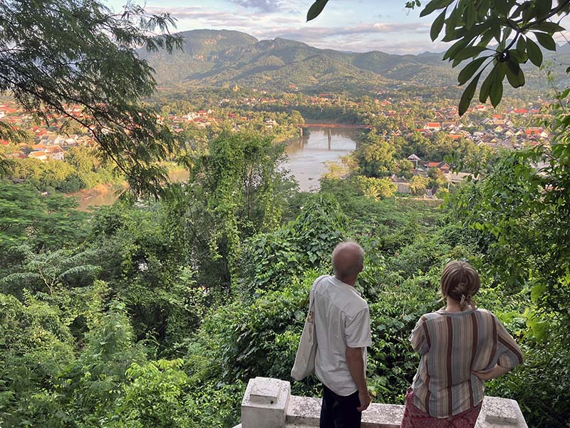 Theo Simon and Rosa enjoying the views in Southeast Asia during their slow travel trip to Australia, to attend Shannon's sister's wedding.