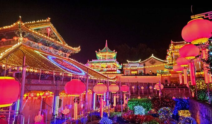 Kek Lok Si Temple in Penang, Malaysia, illuminated with 10,000 lanterns and lights during the Chinese New Year celebrations; photo by Ivan Kralj.