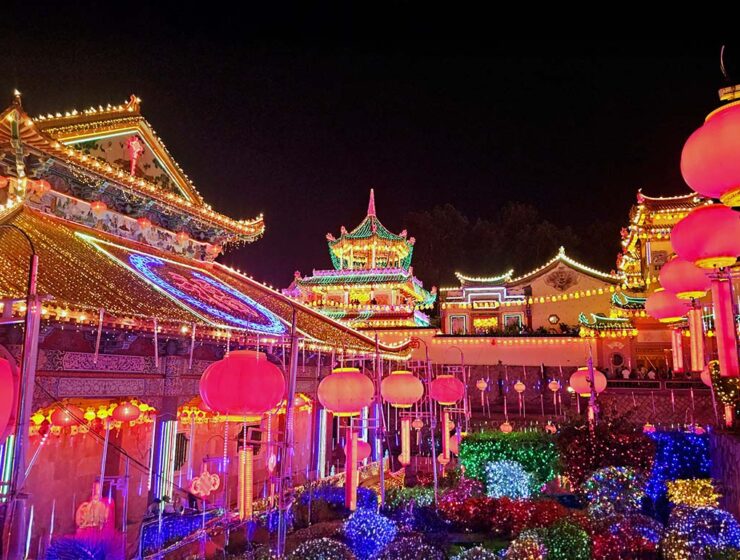 Kek Lok Si Temple in Penang, Malaysia, illuminated with 10,000 lanterns and lights during the Chinese New Year celebrations; photo by Ivan Kralj.