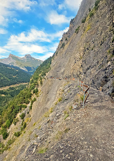 Bisse du Torrent Neuf cliff walk pathway in Saviese, Switzerland; photo by Ivan Kralj.