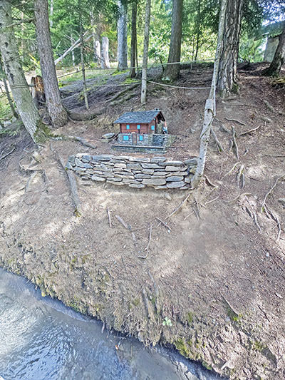 Garden gnome house on the Bisse du Torrent Neuf trail in Saviese, Switzerland; photo by Ivan Kralj.