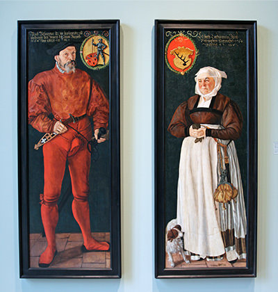 Tobias Stimmer's portraits of the Zurich Standard-Bearer Jacob Schwytzer and his wife Elsbeth Lochmann, displayed at Kunstmuseum Basel in Switzerland; photo by Ivan Kralj.