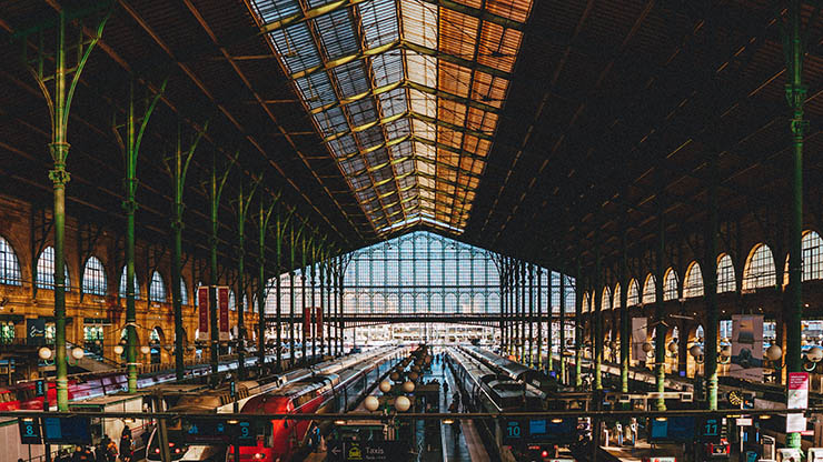 Gare du Nord train station in Paris, France; photo by Moiz K. Malik / Unsplash.