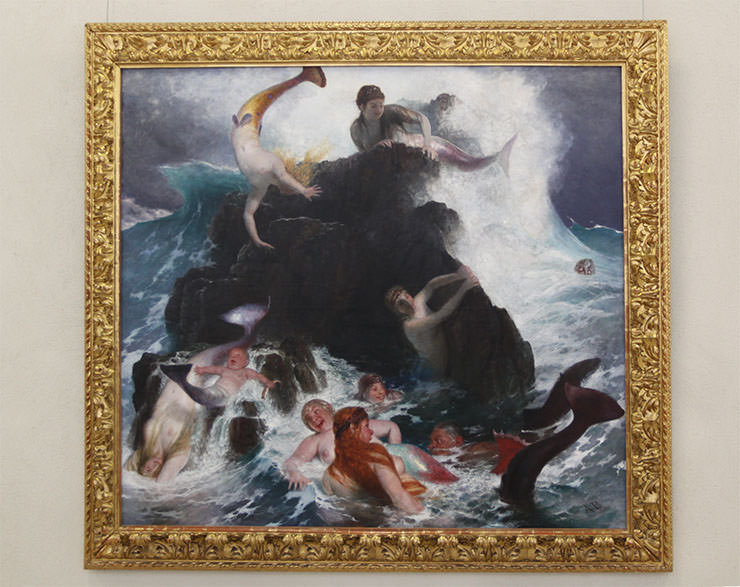 "Play of the Nereides" painting by Arnold Bocklin, displayed at Kunstmuseum Basel, Switzerland; photo by Ivan Kralj.