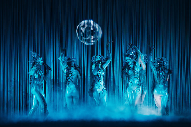 Latvian female group Tautumeitas performing the song "Bur Man Laimi" on Eurovision Song Contest in Basel, Switzerland; photo by Sarah Louise Bennett / EBU.
