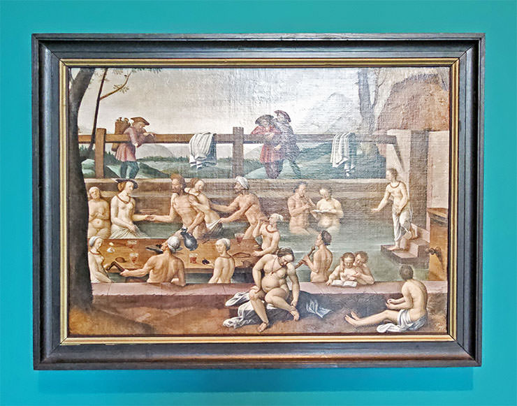 "The Bath at Leuk" painting by Hans Bock the Elder, displayed at Kunstmuseum Basel in Switzerland; photo by Ivan Kralj.