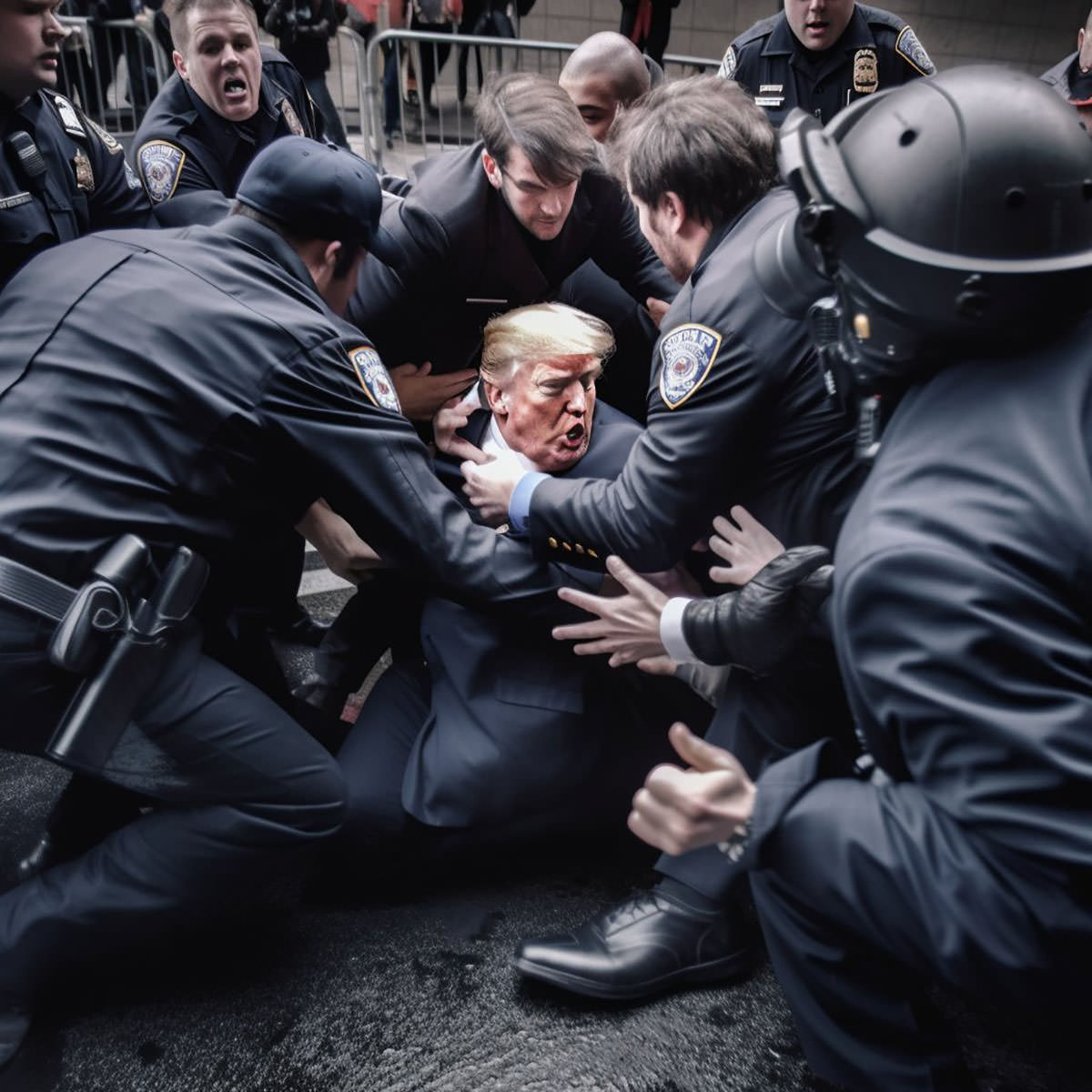 Donald Trump's arrest, AI image by Eliot Higgins via Midjourney.