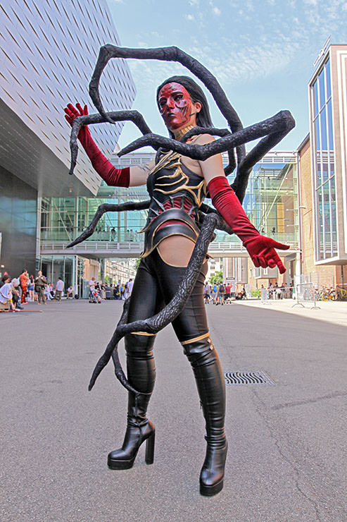 Cosplayer Sandra Miller dressed as Elise from "League of Legends" computer game, at Fantasy Basel, the Swiss Comic Con; photo by Ivan Kralj.