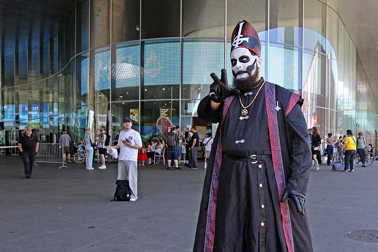 Cosplayer dressed up as Papa Emeritus from the Swedish rock band Ghost, at Fantasy Basel, the Swiss Comic Con; photo by Ivan Kralj.