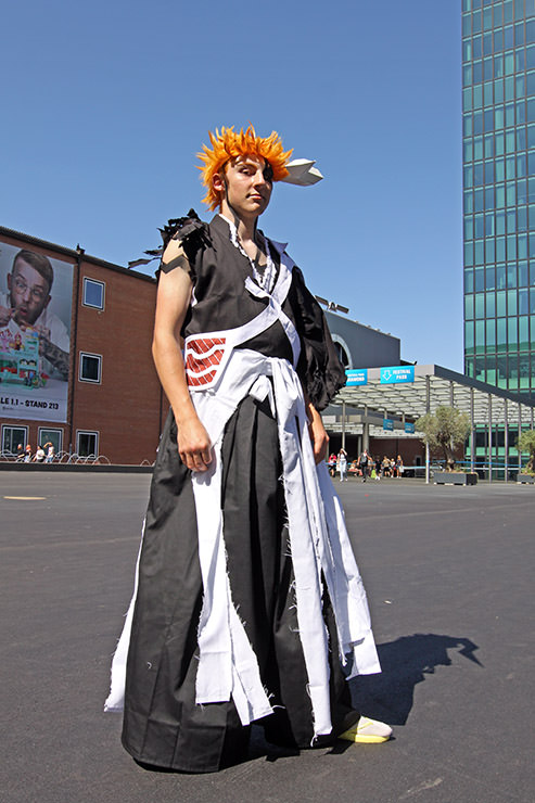 Cosplayer dressed as Ichigo Kurosaki from "Bleach" manga and anime series, at Fantasy Basel, the Swiss Comic Con; photo by Ivan Kralj.