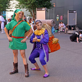 Cosplayers dressed up as Link and Happy Mask Salesman from "The Legend of Zelda" video game, at Fantasy Basel, the Swiss Comic Con; photo by Ivan Kralj.