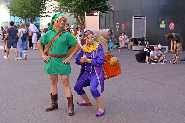 Cosplayers dressed up as Link and Happy Mask Salesman from "The Legend of Zelda" video game, at Fantasy Basel, the Swiss Comic Con; photo by Ivan Kralj.