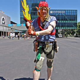 Cosplayer dressed as Link from "The Legend of Zelda" video game, at Fantasy Basel, the Swiss Comic Con; photo by Ivan Kralj.